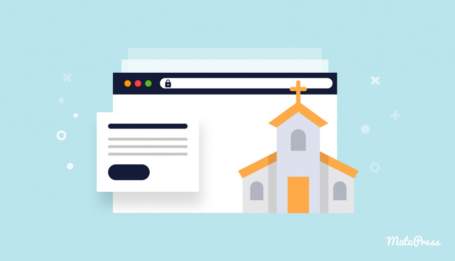 Image for the best WordPress themes for churches on a blue background.