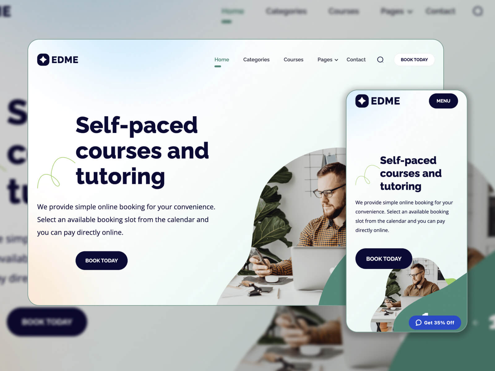 Illustration of Edme - fast and optimized WordPress theme for online courses in dimgray, silver, mintcream, darkgray, and black color combination