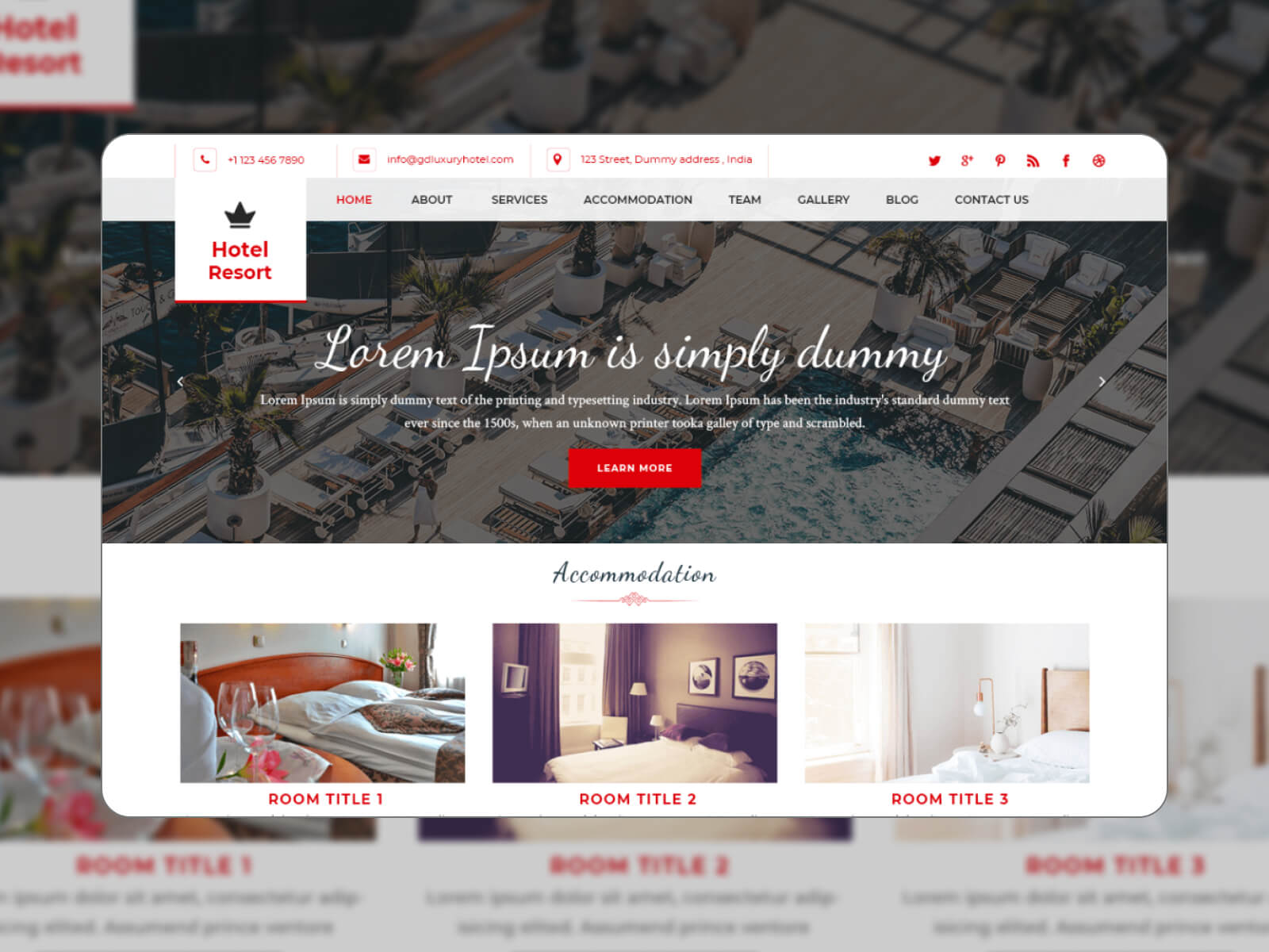 Photo of Hotel Resort - advanced functionality bed and breakfast WordPress template in dimgray, silver, gray, darkslategray, and snow color gradation