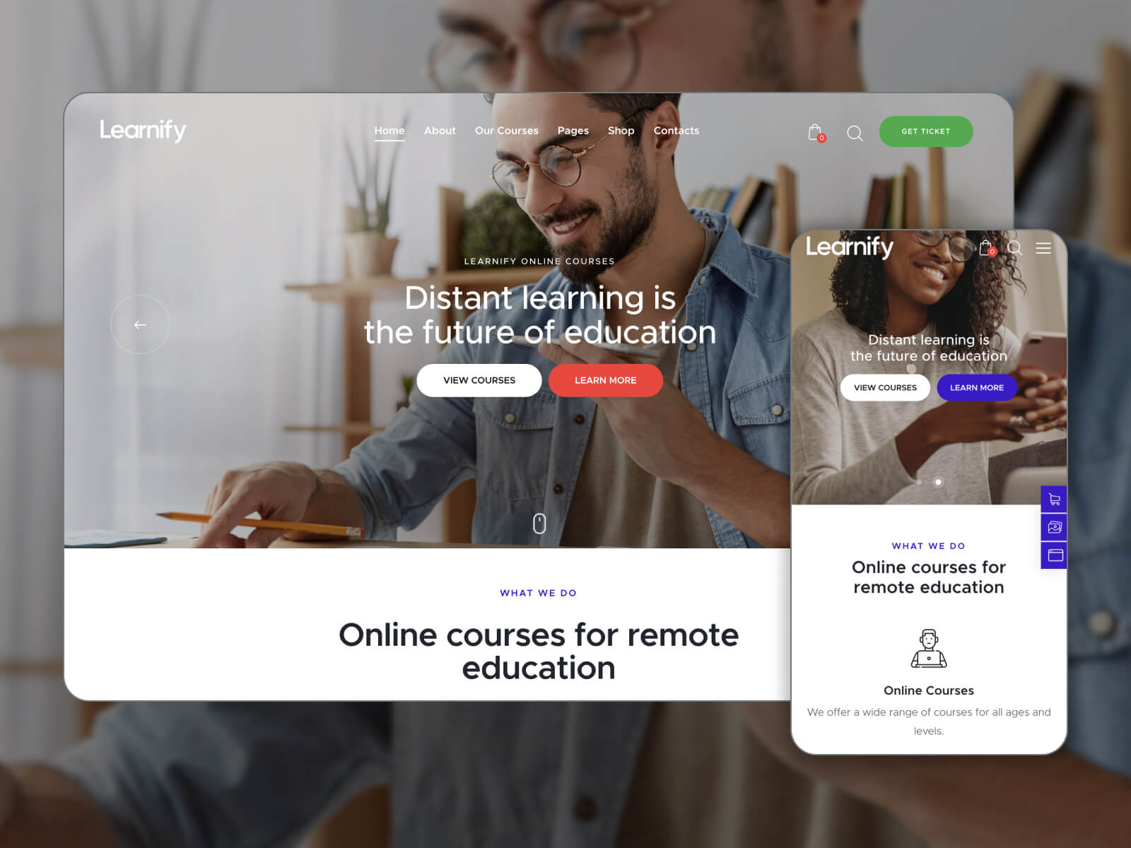 Image of Learnify - fully customizable online course WP theme in white, dimgray, silver, darkslategray, and gray color scheme
