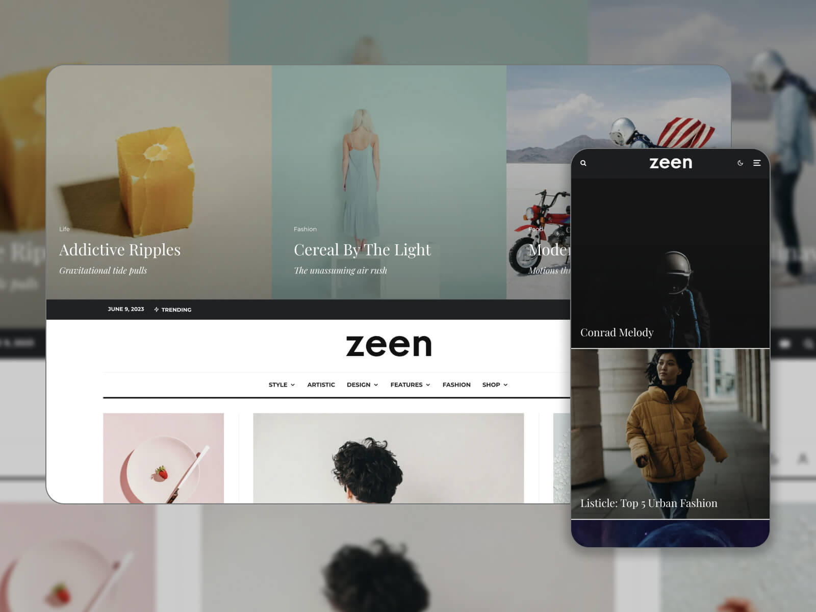 Photo of Zeen - premium Gutenberg WordPress template in black, lightgray, white, darkgray, and gray color range