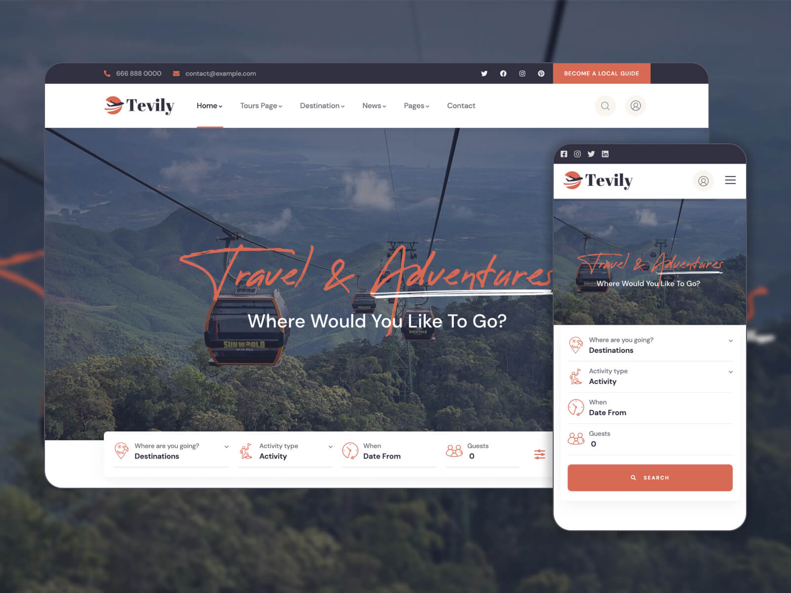 Collage of Tevily - clean and modern booking website template for WordPress in dimgray, indianred, snow, and darkslategray color scheme
