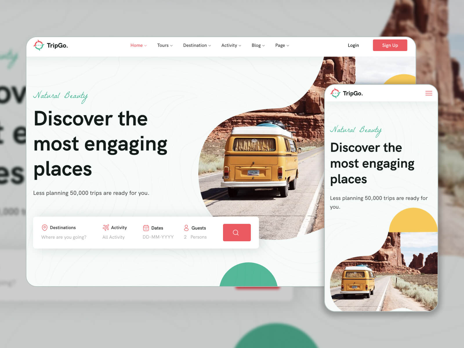 Illustration of Tripgo - attractive and user-friendly reservation WP theme for a positive user experience in ghostwhite, dimgray, silver, rosybrown, and darkslategray hues