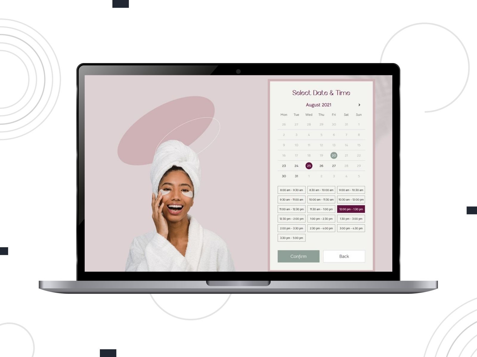 Collage of the Lotus Spa Elementor appointment booking widget.