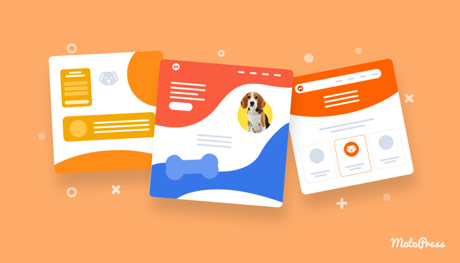 Collage of the pet sitting website templates for wordpress websites.