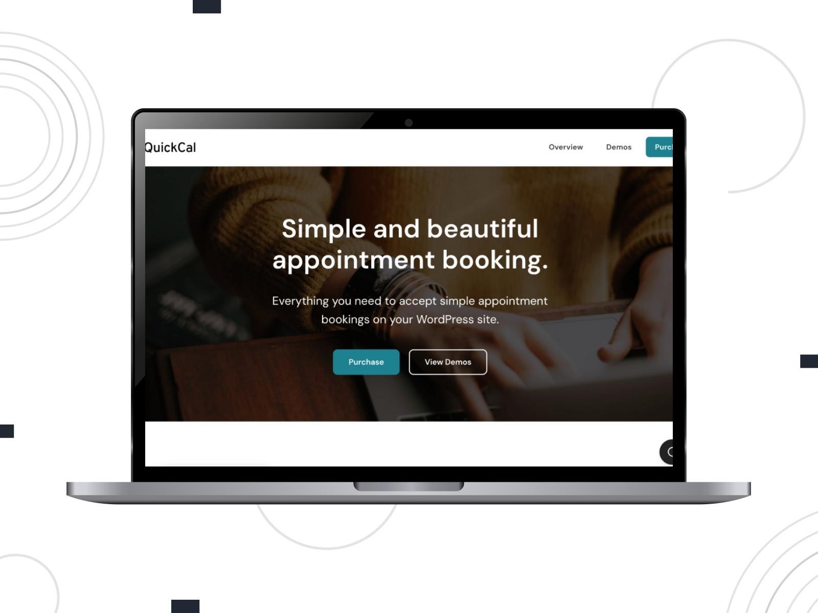 Collage of the QuickCal Elementor appointment booking plugin homepage.