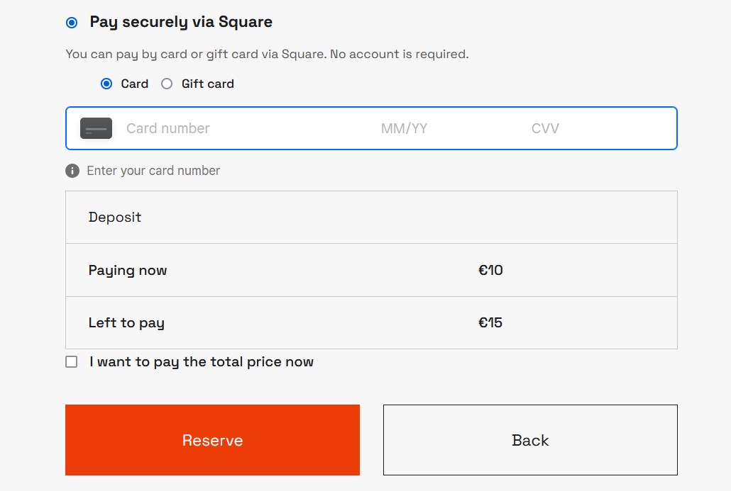 Square payments.