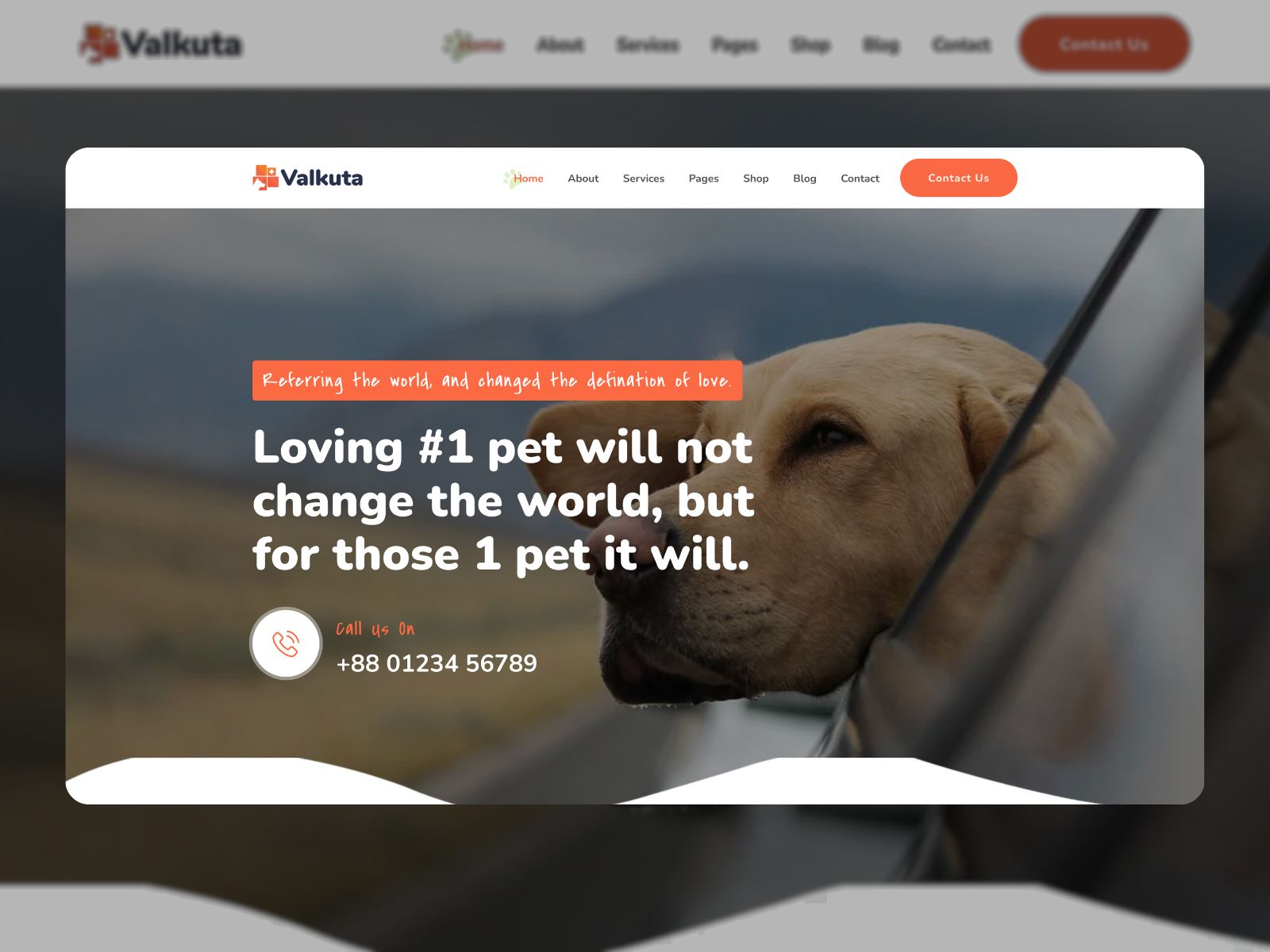 Collage of the Valkuta wordpress theme demo page.