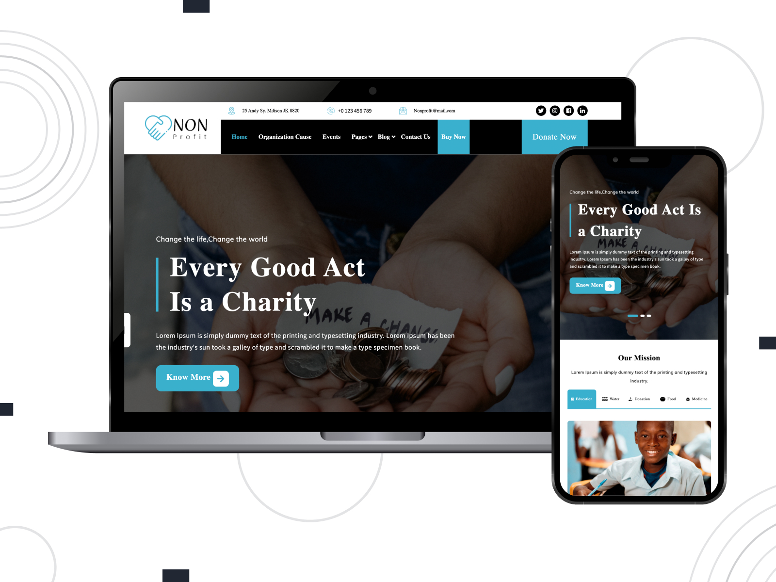 Image of Prime Fundraiser - well-designed and feature-rich theme for charity websites with powerful donation form in white, deepskyblue, and black palette.
