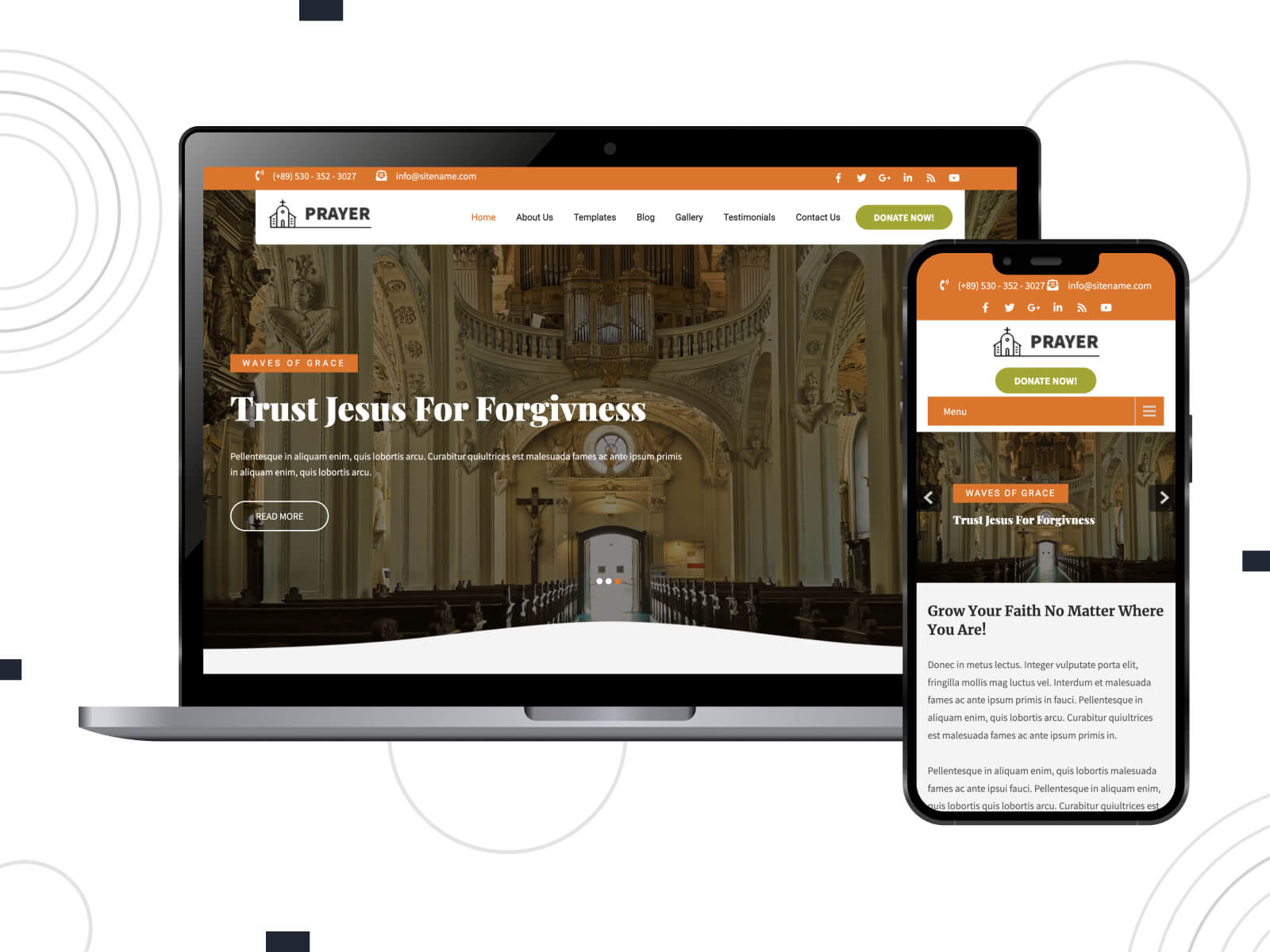 Image of Prayer Lite - dim, rich, premium WordPress theme for non-profit organizations with event features in dark olive green, chocolate, and dark khaki color combination.