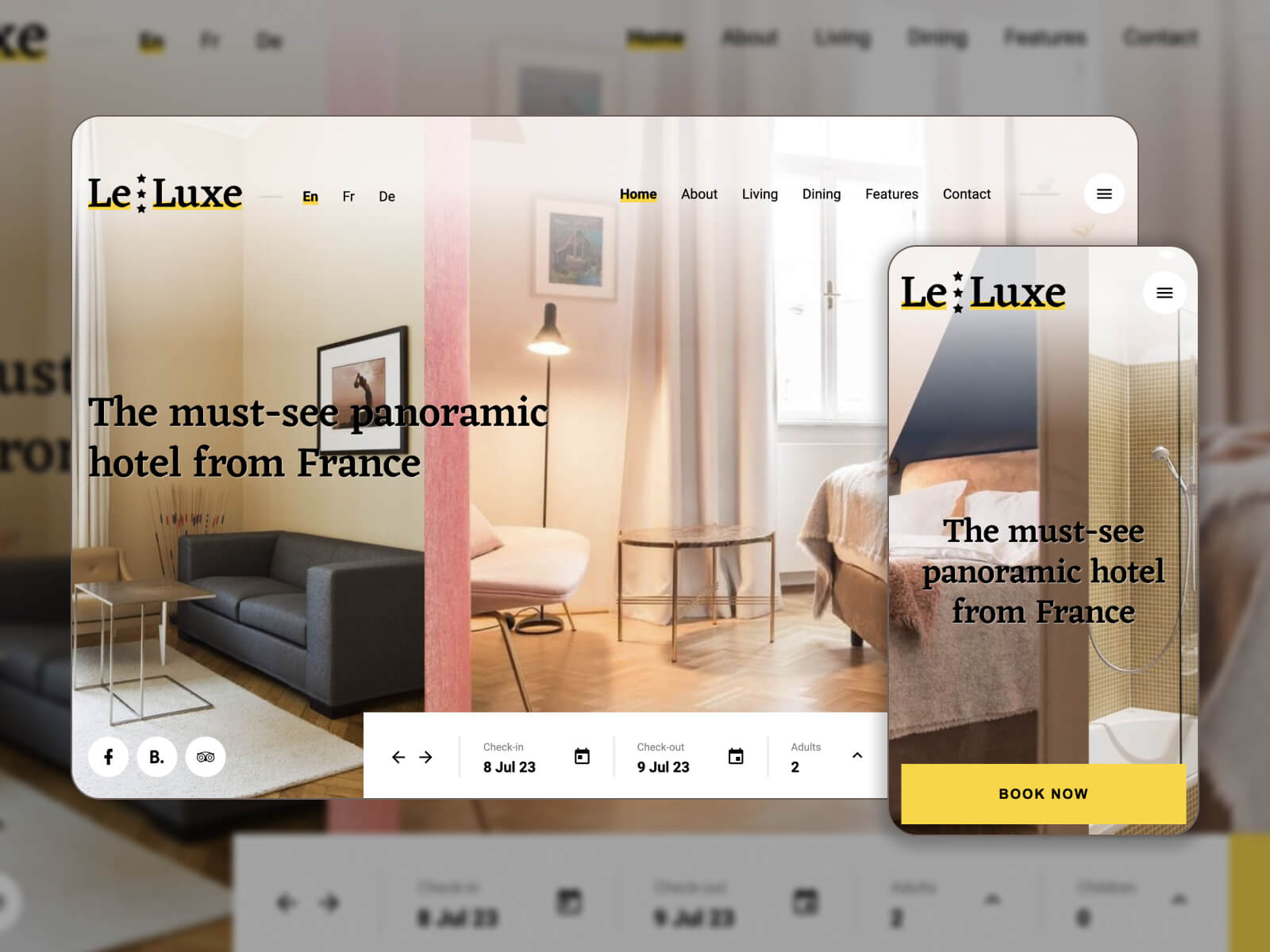 Picture of LeLuxe - versatile layout hotel reservation WP theme for diverse needs in rosybrown, tan, linen, dimgray, and darkslategray color combination.
