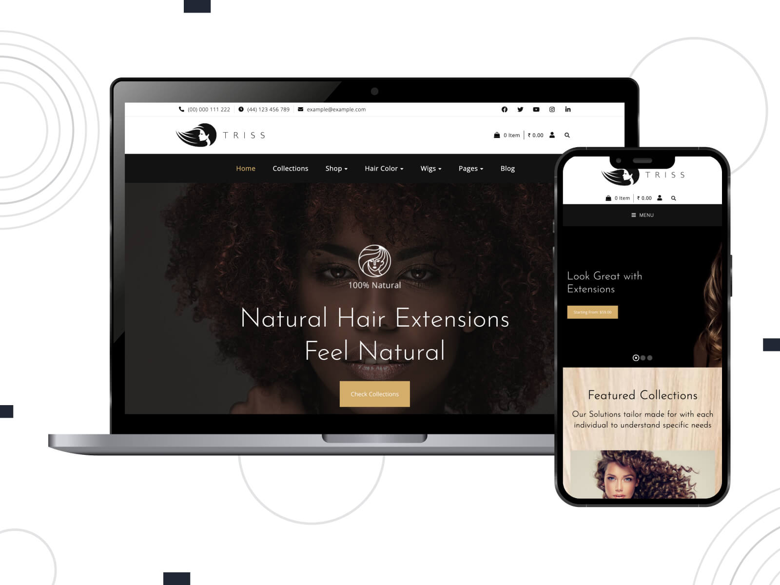 Screenshot of Triss - dim, rich, hair stylist WordPress design with premium features in silver, dark slate gray, and gray color array