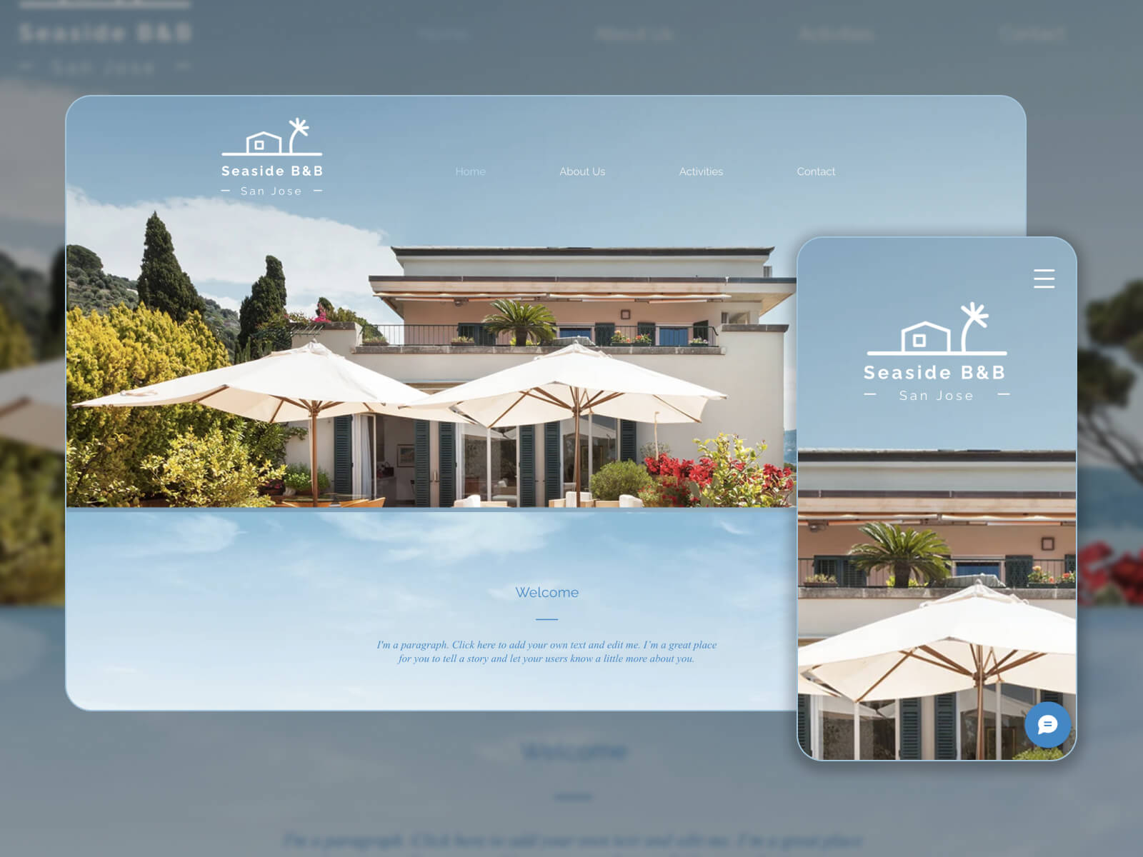 Screenshot of Seaside - sleek and professional WordPress theme for hotel reservation websites in gainsboro, lightsteelblue, gray, slategray, and darkslategray color array.