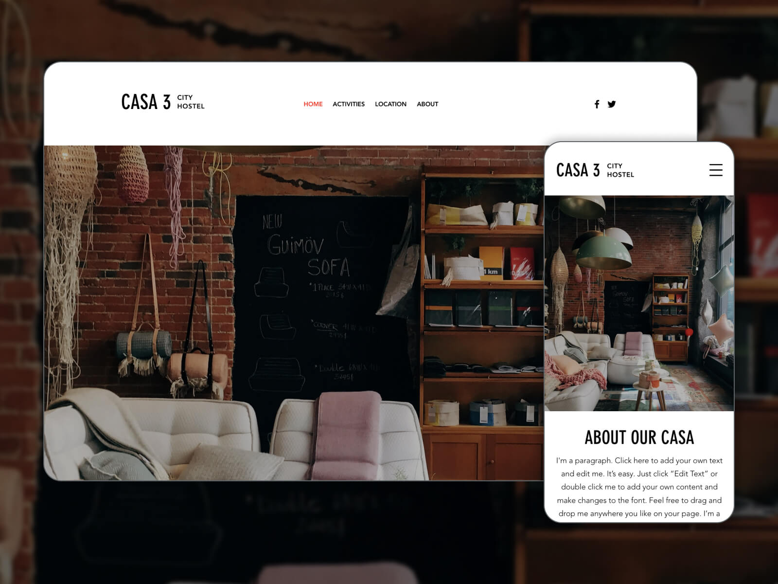 Image of CASA 3 CITY HOSTEL - easy-to-use and adaptable hotel booking WP theme in black, white, gray, dimgray, and darkslategray color combination.