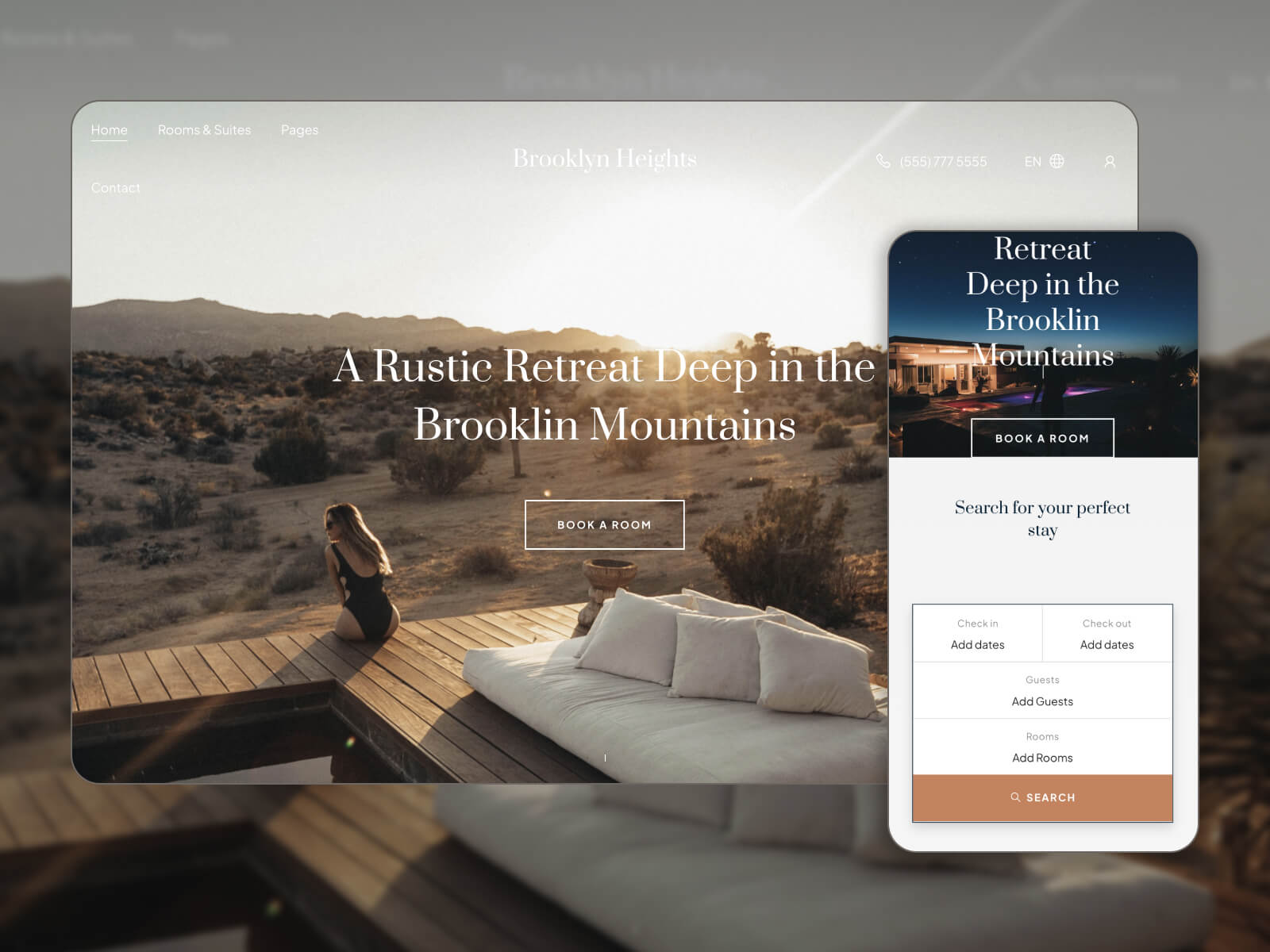 Illustration of Brooklyn Heights - best interactive and engaging hotel booking website template in whitesmoke, gainsboro, gray, dimgray, and darkslategray hues.