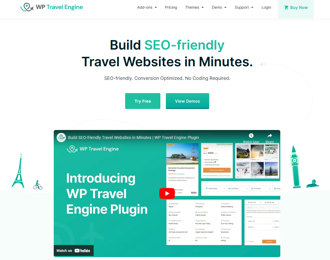 Snapshot of WP Travel Engine - a solution designed for travel agencies including a powerful itinerary builder.
