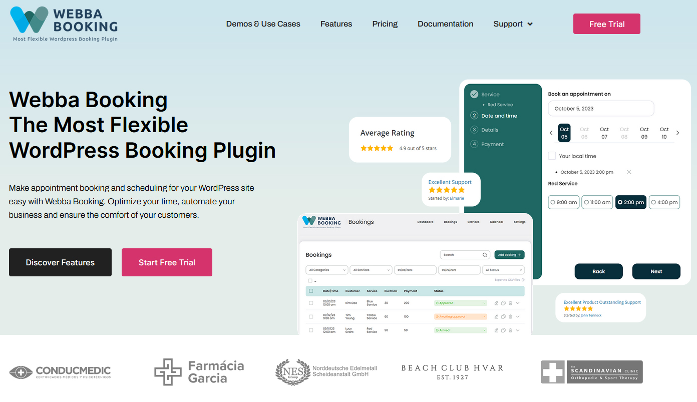 Snapshot of Webba Booking Lite - customizable plugin for booking with pricing rules and group & chain booking.