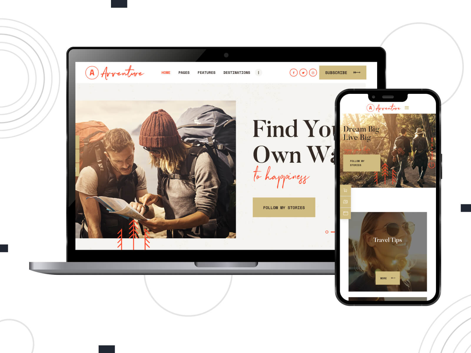 Photo of Avventure - bright, rich, premium feel WordPress theme with cues from Medium's design in burlywood, sienna, and peru color scheme.