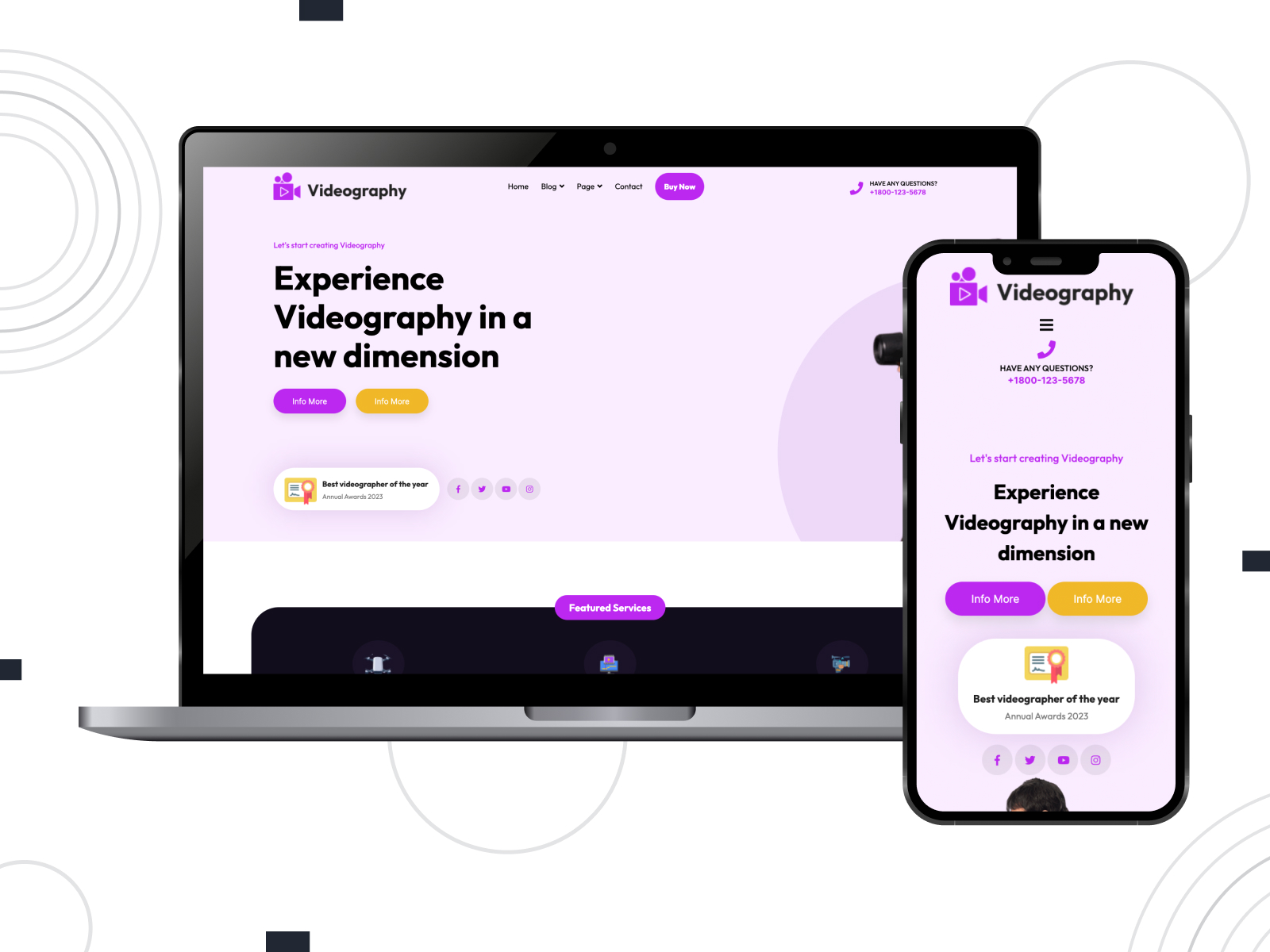 Photo of Videographer Studio, a flexible & creative theme for videographers with a fluid layout & easy customization in darkorchid, plum, and white chromatic scheme.