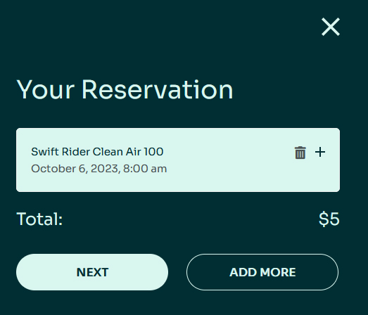 Displaying the information about your reservation via the Appointment Booking Plugin, the included bike rental software.