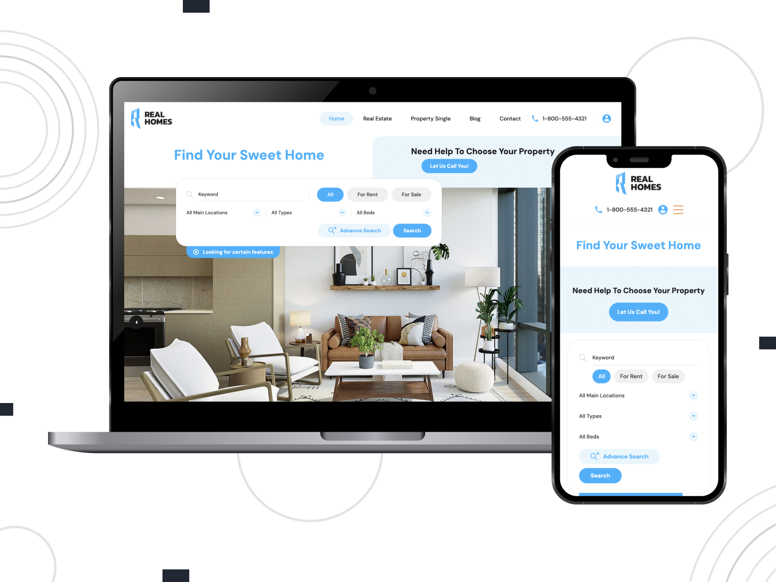 Image of RealHomes, a flexible & user-friendly Elementor theme for real estate with custom property attachments and floor plans in white, black, goldenrod, royalblue, and gainsboro palette.