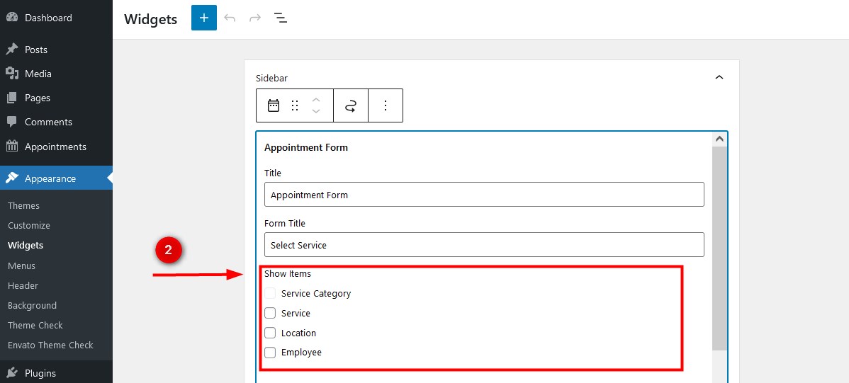 Appointment Booking form fields - hide the form fields.