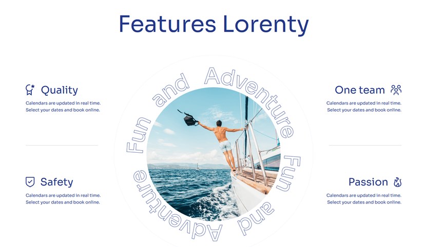Lorenty yacht features.