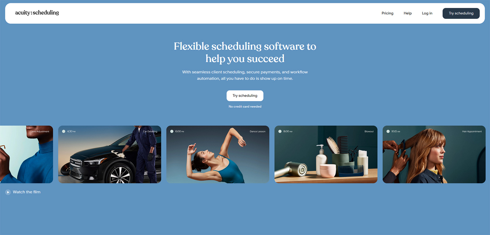 Picture of Acuity Scheduling, a well-known Stripe appointment booking software system.