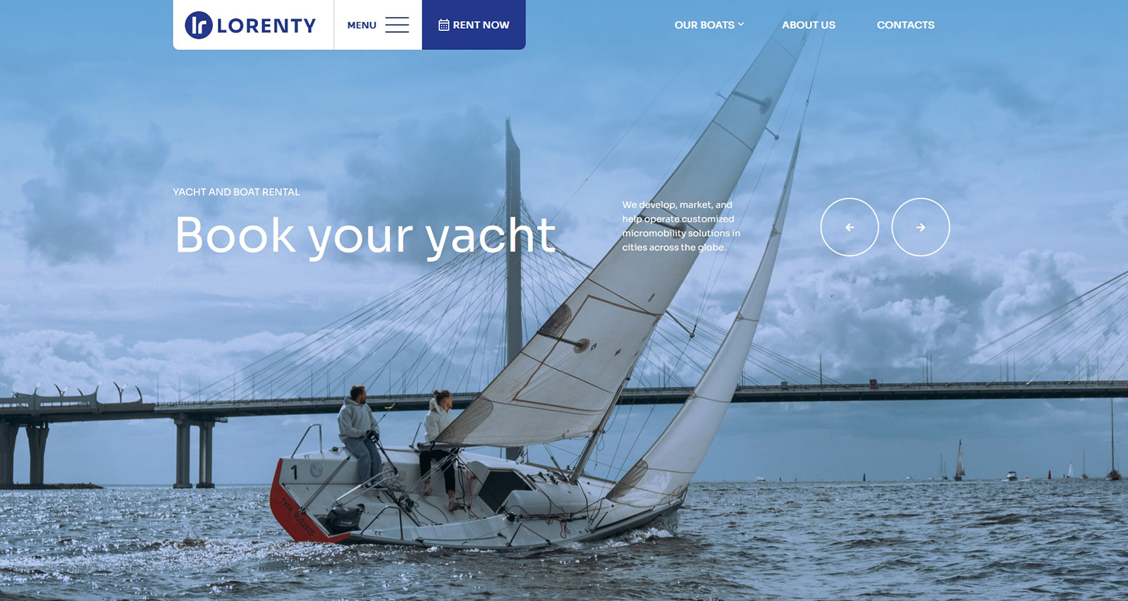Picture of Lorenty boat charter theme home page to help you learn how to start a boat charter business.