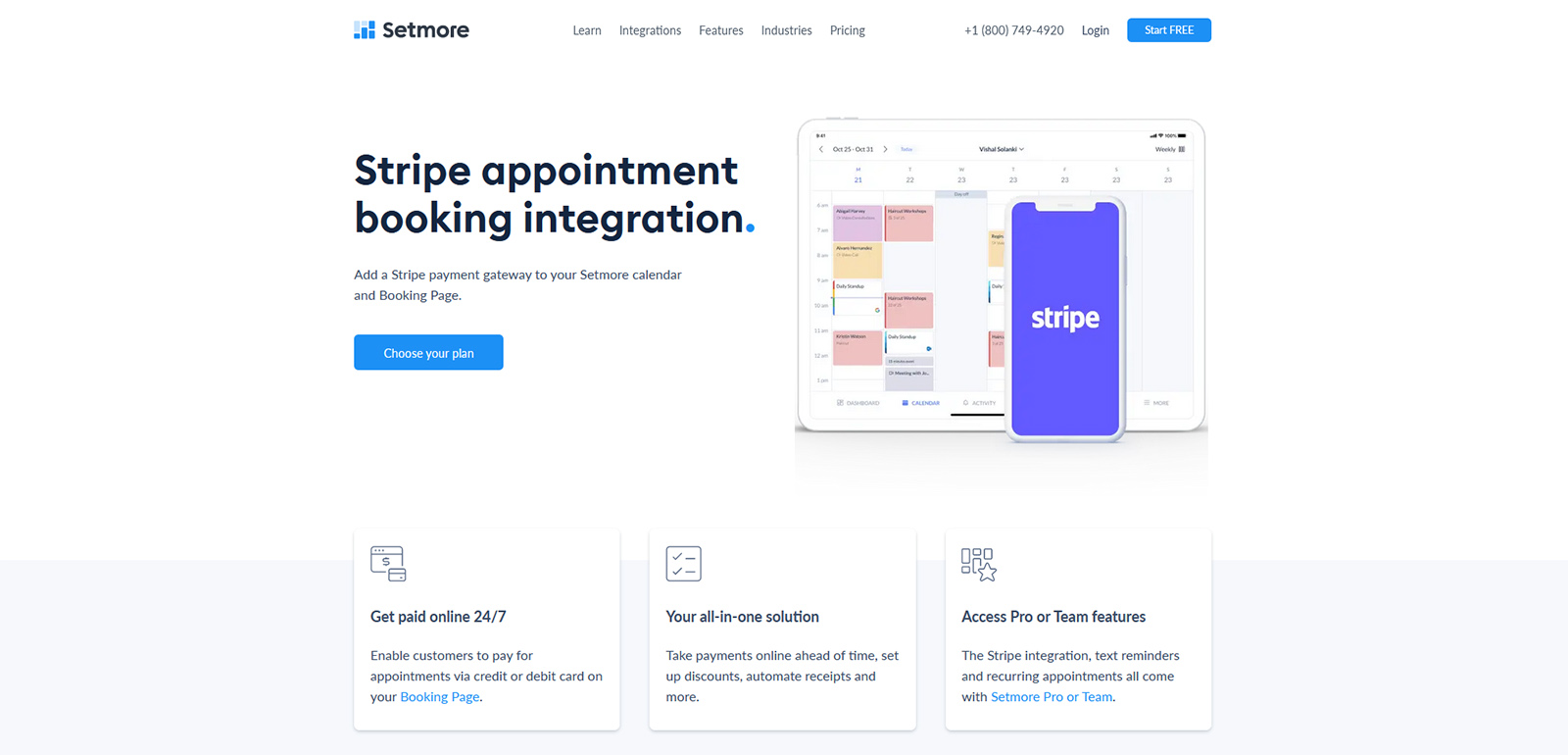 Photo of Setmore, one of the top-rated appointment booking solutions with official support of Stripe payment gateway.