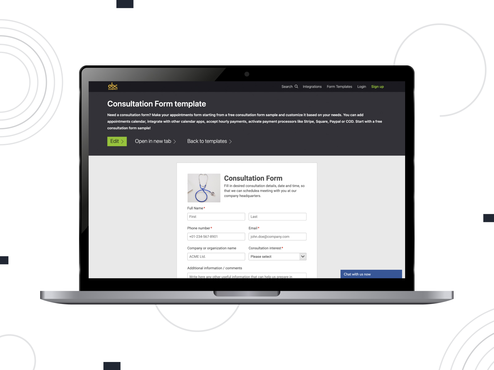 Figure of consultation form template by AbcSubmit.