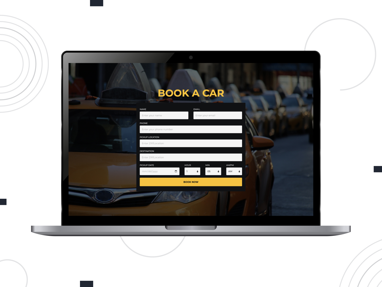 Rendering of car booking form template by Colorlib.