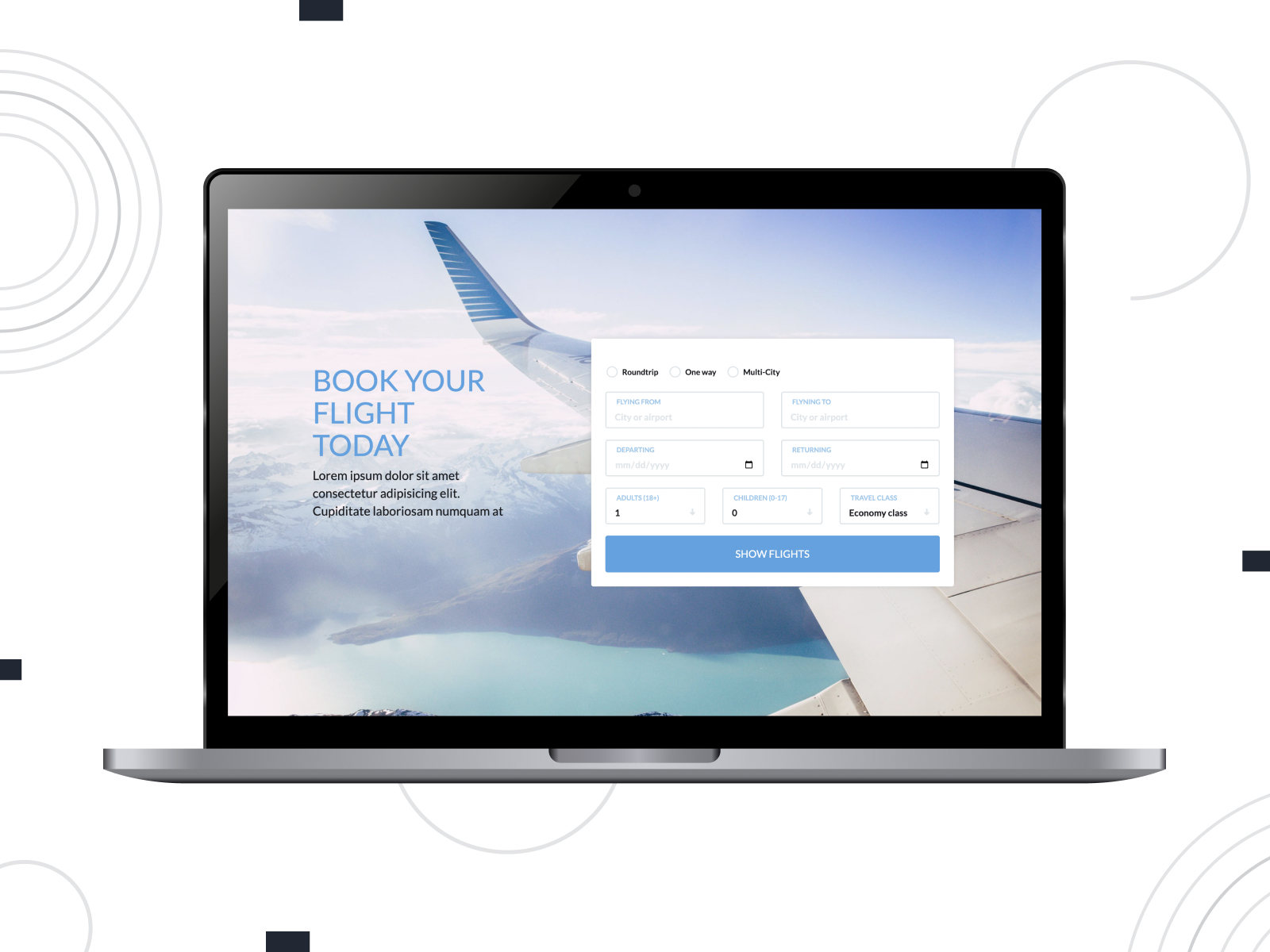 Graphic of flight reservation form template by Colorlib.