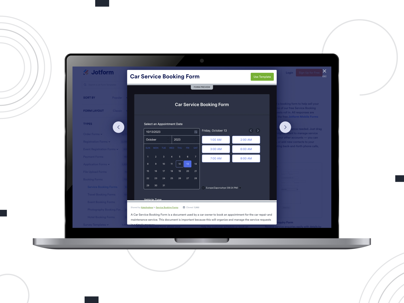Graphic of car service booking form template by JotForm.