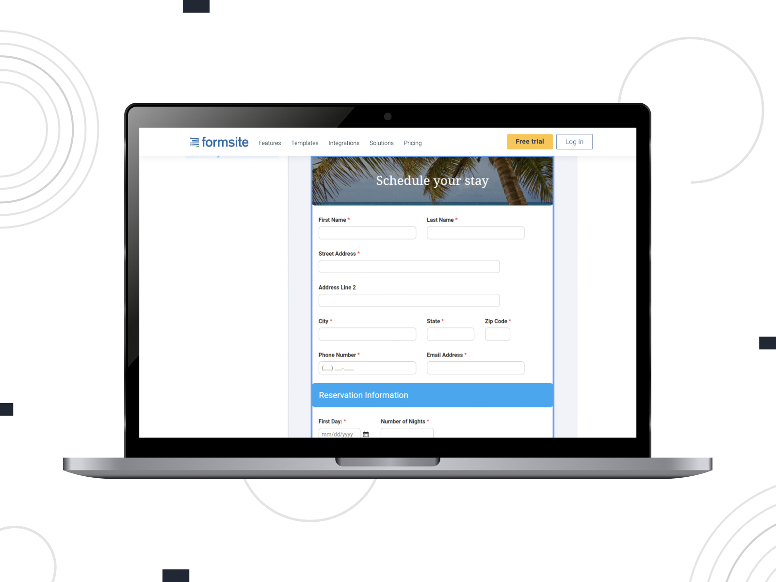 Snapshot of online scheduling form template by Formsite.