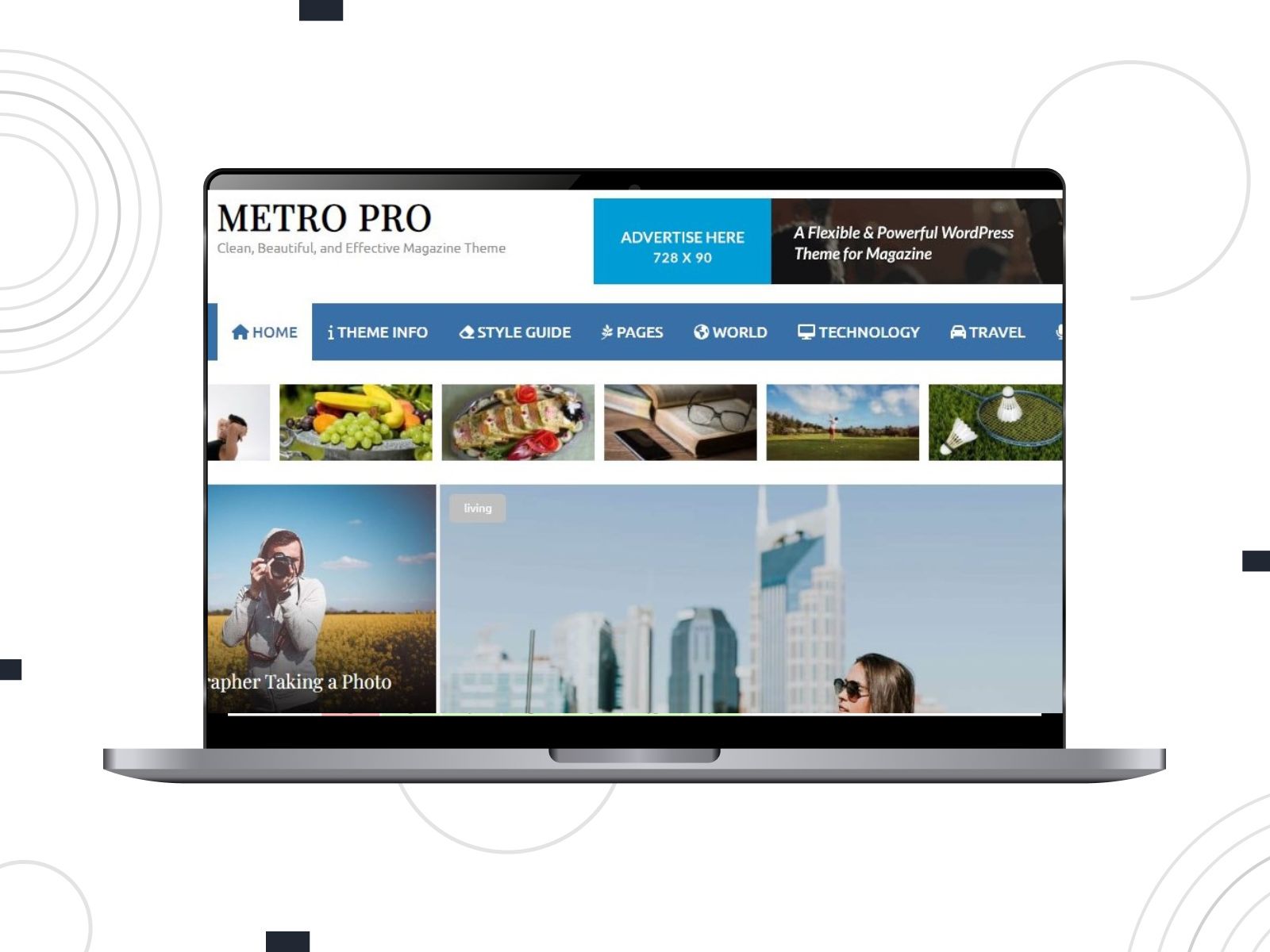 Collage of the Metro Magazine Pro theme.