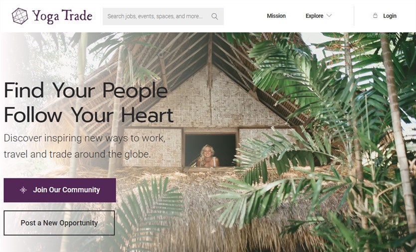 Screenshot of the Yoga Trade website examples homepage.