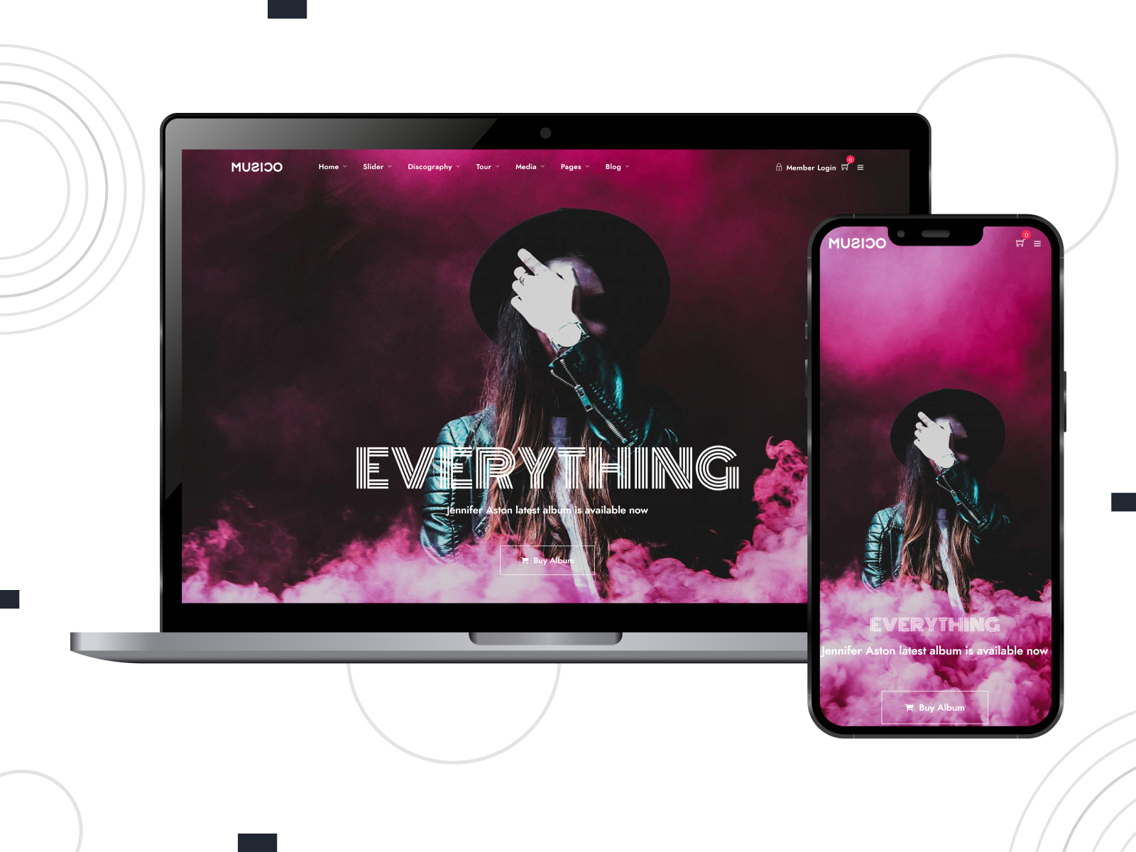 Picture of Music WordPress, a stylish WordPress theme for musicians with the WordPress Customizer integration.