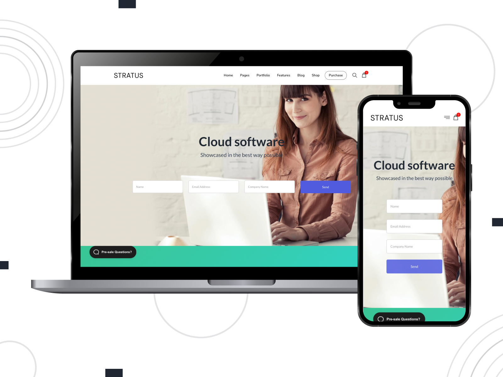 Photo of Stratus, a ready-made cloud computing WordPress theme providing a variety of pre-designed page layouts.