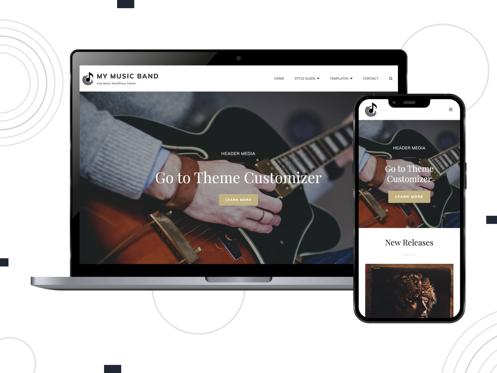 Figure of My Music Band, a free music band WordPress theme with a featured page slider.