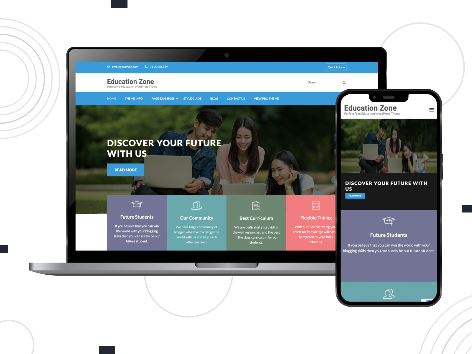 Photograph of Education Zone, one of the free & best education WordPress themes.