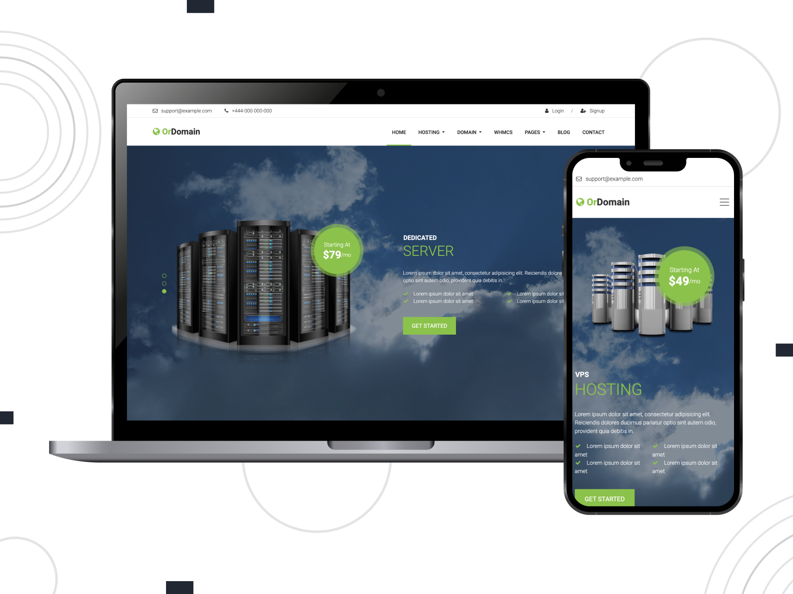 Illustration of OrDomain, one of the best SaaS WordPress themes for domain registration service providers.