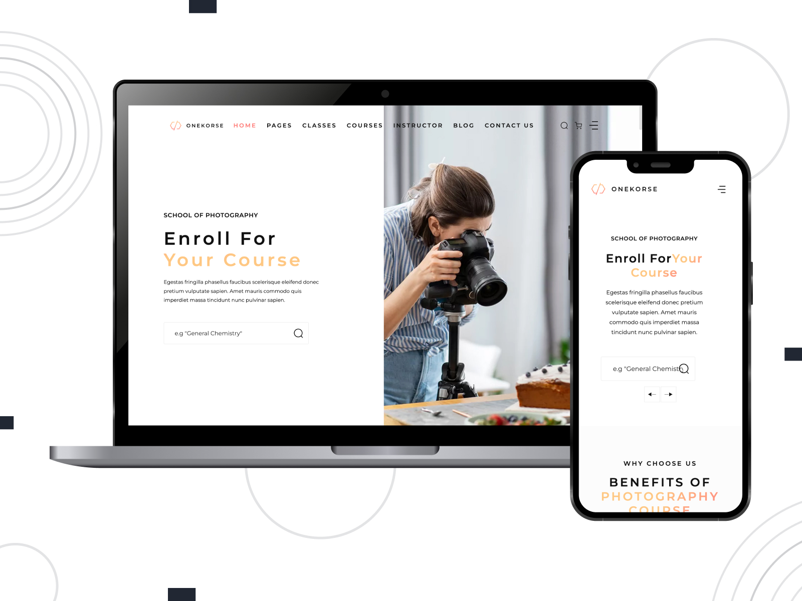 Snapshot of Onekorse, one of the best education WordPress themes.