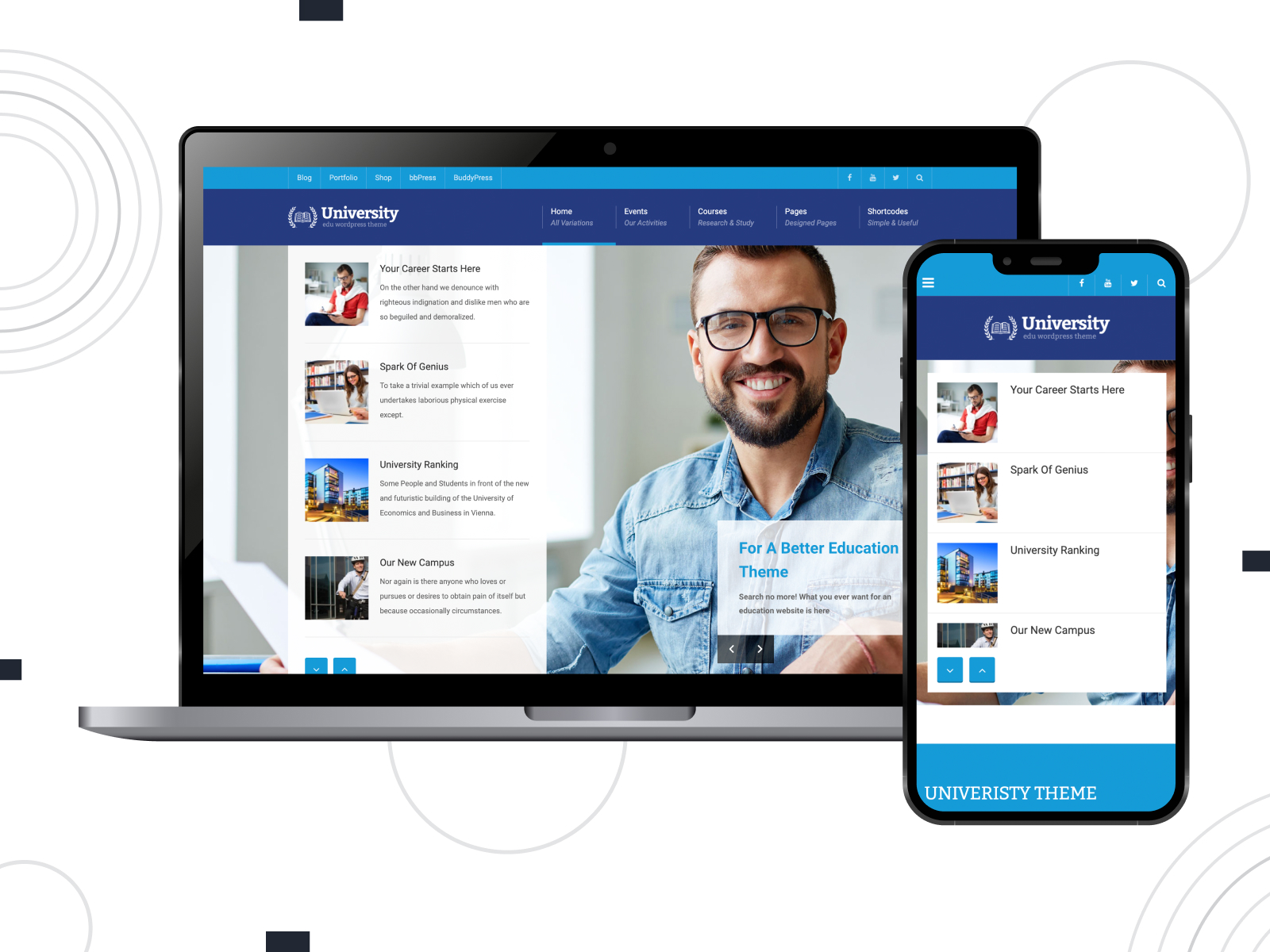 Image of University, a theme fully compatible with the LearnDash WordPress plugin.