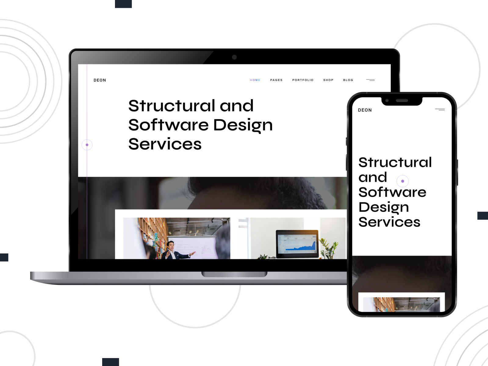 Image of Deon, one of the best SaaS WordPress themes for technology-based services, with a diverse set of shortcodes and built-in blog pages.