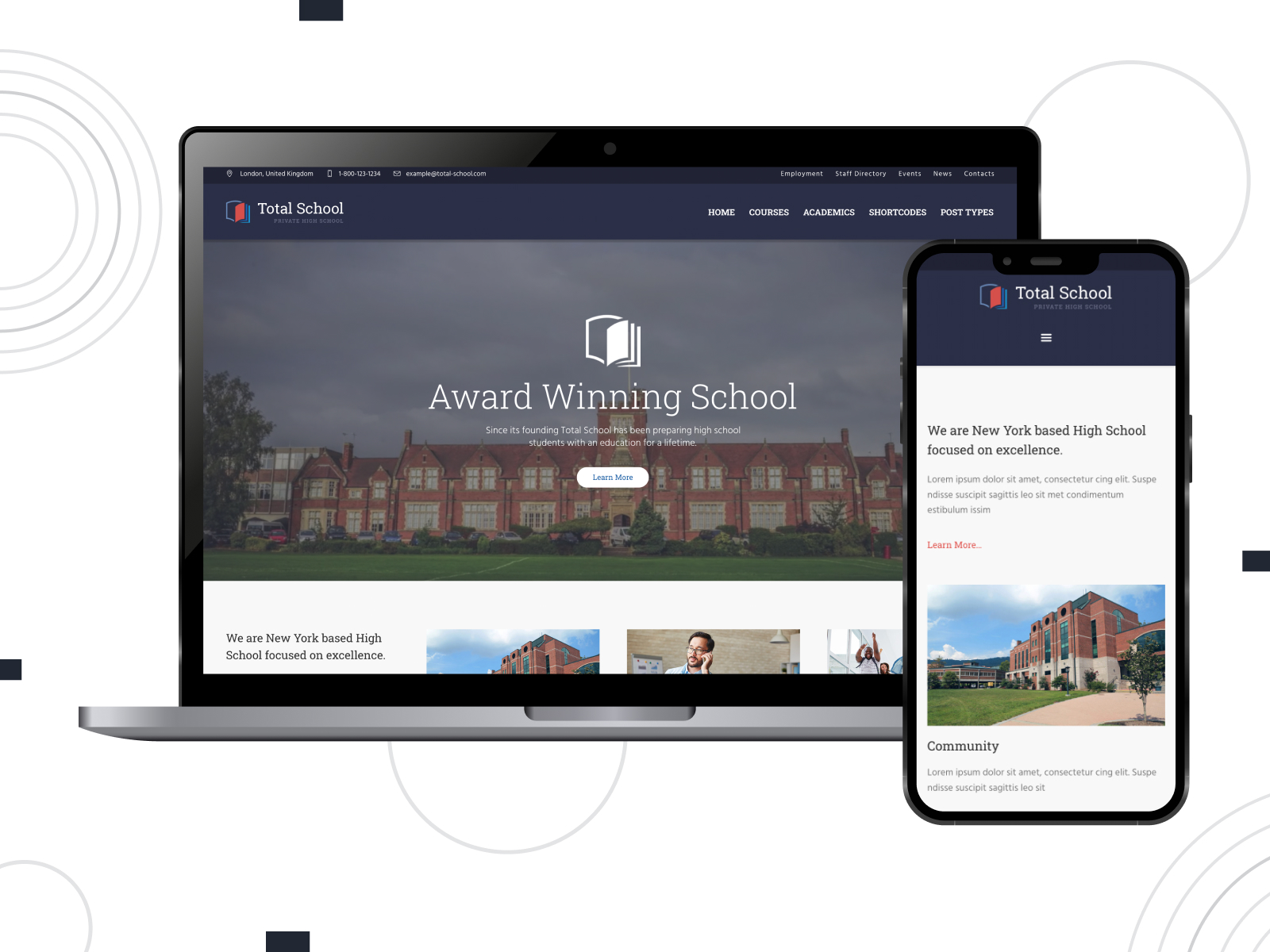 Rendering of Total School, one of the best education WordPress themes.