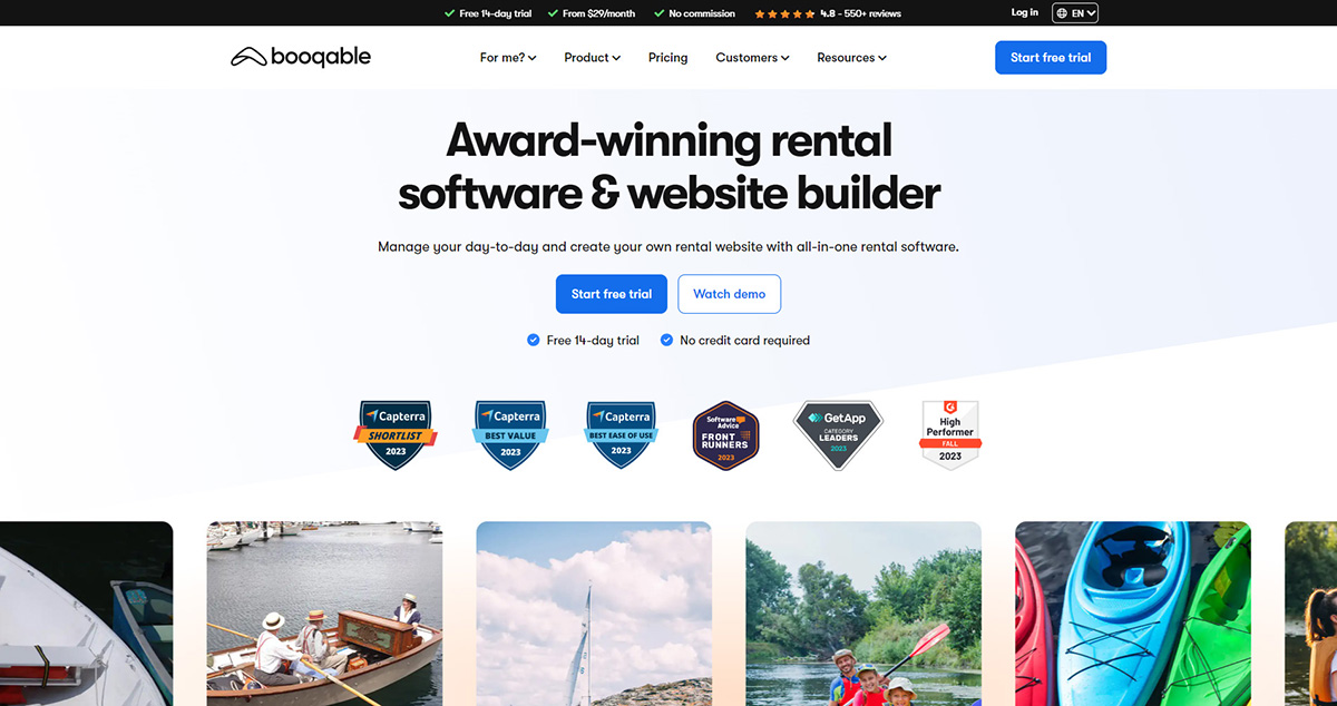 Picture of Booqable, a popular rental software for modern businesses.