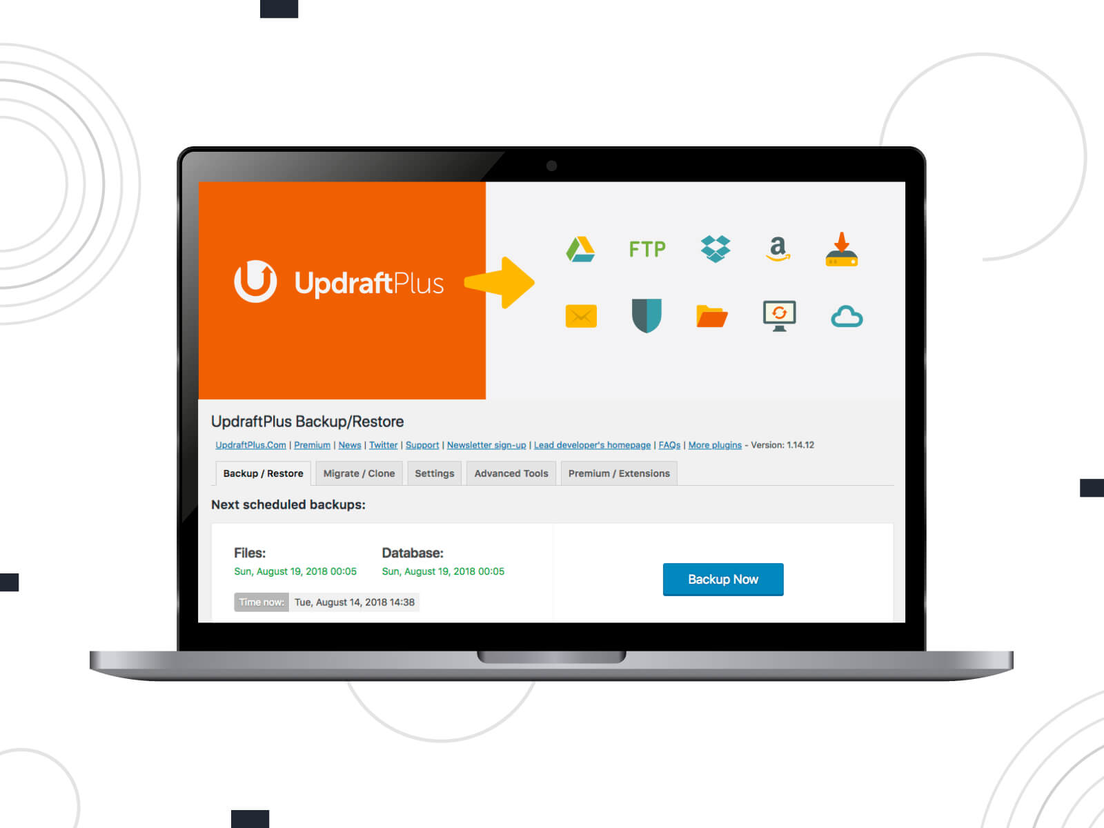 Snapshot of UpdraftPlus, an advanced WordPress plugin for backup and migration purposes.