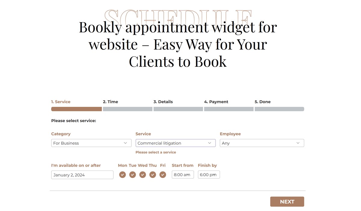 Bookly booking form.
