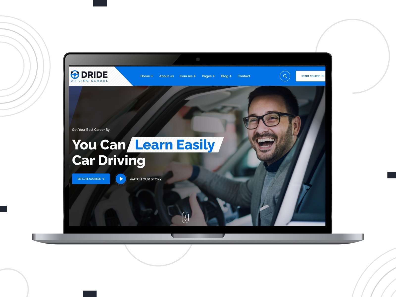 Collage of the Dride school wordpress theme demo.